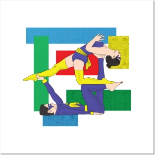 Acro yoga Superheros Posters and Art